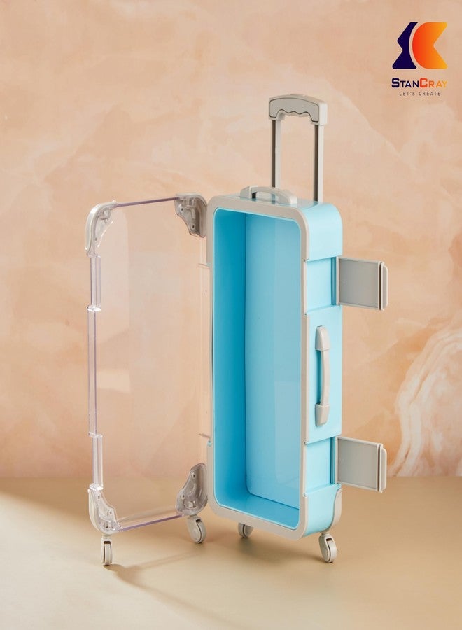 STANCRAY حقيبة سفر صغيرة من ستانكراي، حقيبة سفر صغيرة مزدوجة الجوانب مع صندوق حلوى للرموش ومستحضرات التجميل والقرطاسية ودمى الحلوى، صندوق تخزين منظم للسفر للنساء والفتيات (أزرق) - Image 4